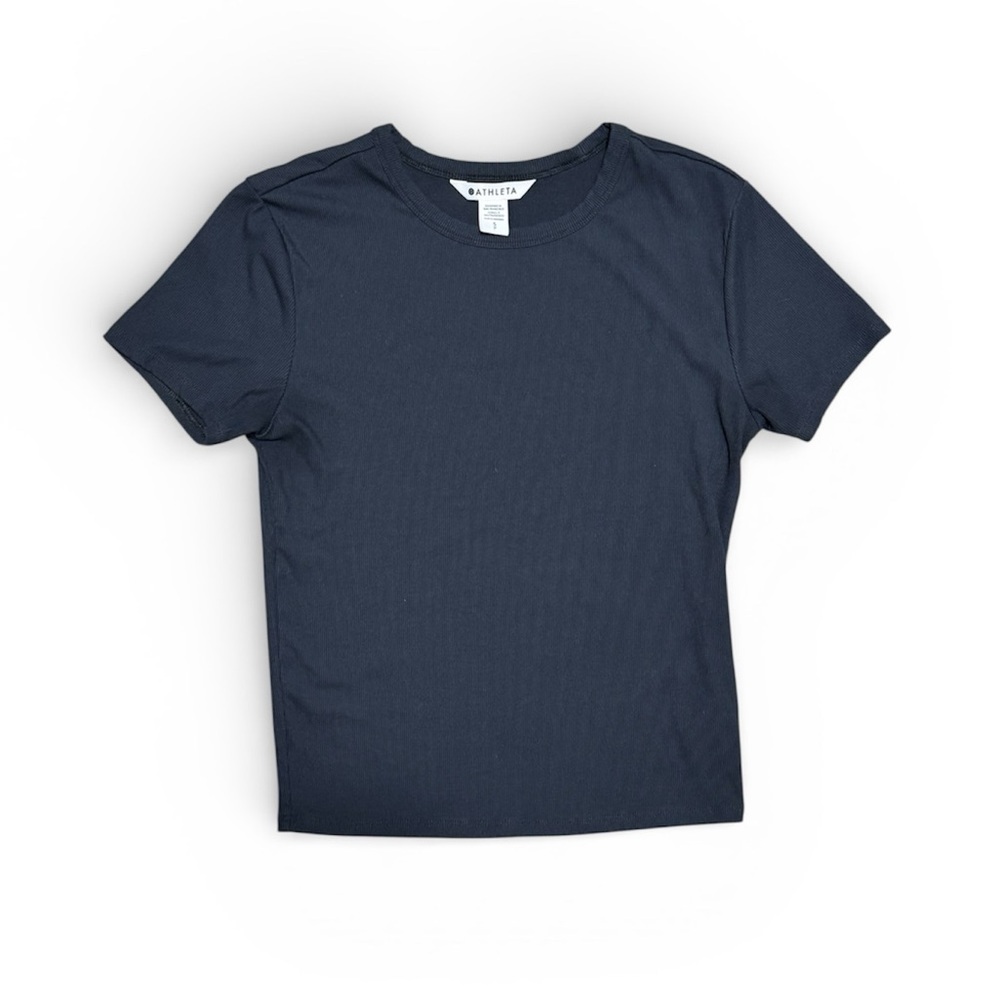 017 ATHLETA Women's Signature Rib Crop Tee, Shadow Grey, Small - Picture 3 of 7